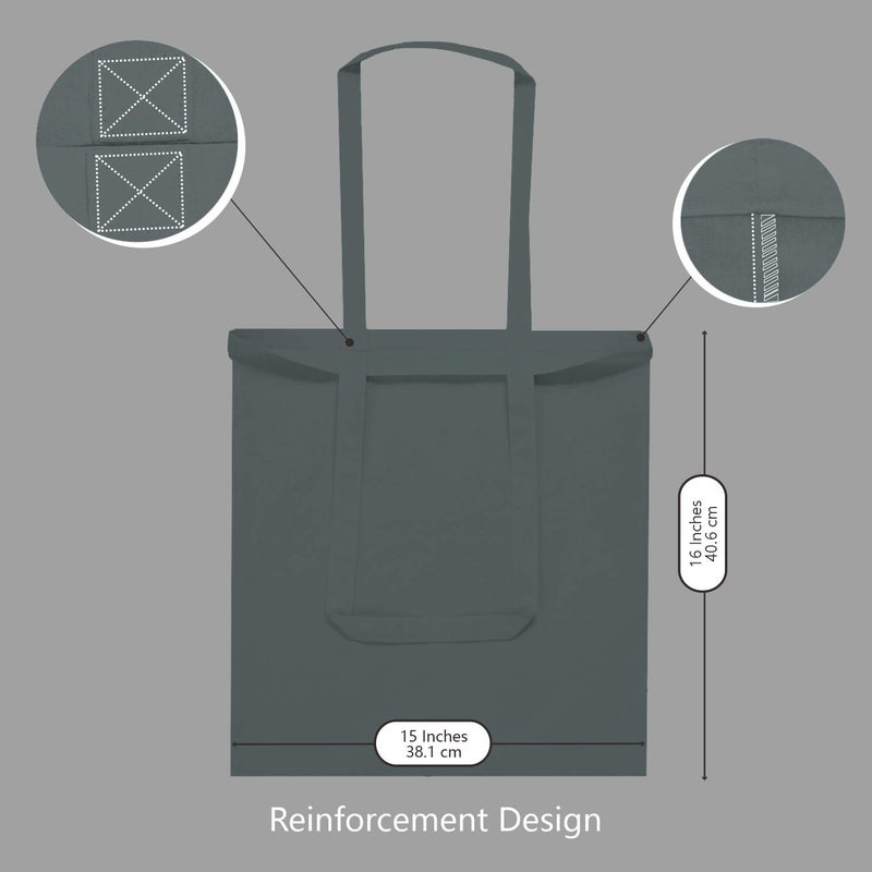 TOPDesign 24-Pack Economical 16"x15" Grey Cotton Tote Bag, Lightweight Medium Reusable Grocery Shopping Cloth Bags, Suitable for DIY, Advertising, Promotion, Gift, Activity - Image 5